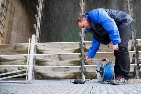Engineer running tests Stock Photos