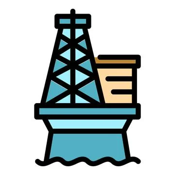 Engineer sea drilling rig icon color outline vector Stock Illustration