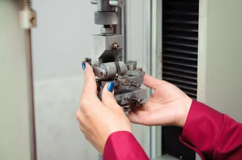 Engineer set up and testing old machine in factory, engineering and industrial Foto stock