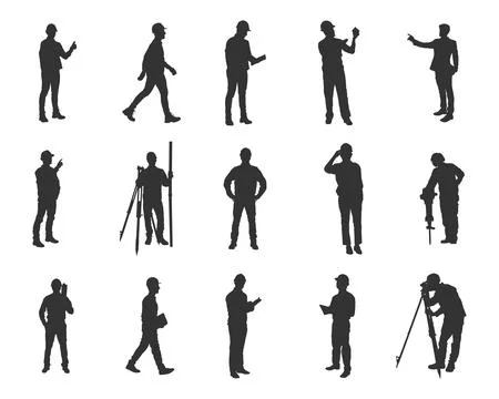 Engineer silhouettes, Engineer silhouette set Stock Illustration