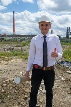 Engineer on site OK sign 스톡 사진