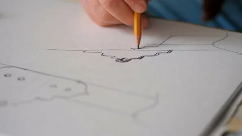 Engineer sketches on Whatman with a pencil Stock Footage 201836562