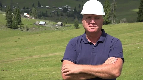 Engineer Smiling Presentation in a Construction Company Advertise. Video stock 69743238
