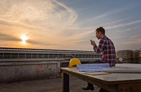 Engineer smoking Stock Photos