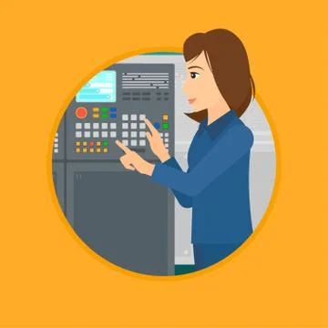 Engineer standing near control panel Illustrazione stock