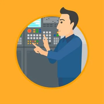 Engineer standing near control panel 스톡 일러스트