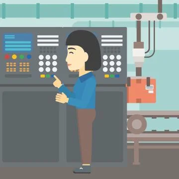 Engineer standing near control panel Stock Illustration