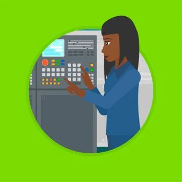 Engineer standing near control panel Stock Illustration
