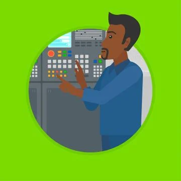 Engineer standing near control panel Stockillustratie