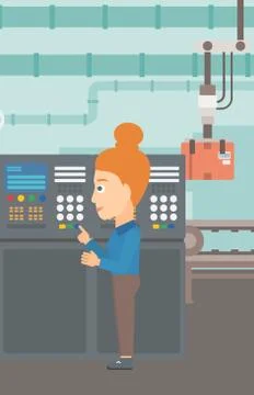Engineer standing near control panel. イラスト素材