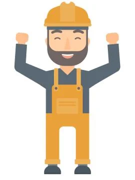 Engineer standing with raised arms up Ilustración de archivo
