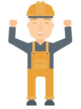 Engineer standing with raised arms up Ilustración de archivo