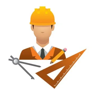 Engineer With Stationery Tools Stockillustratie