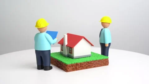 Engineer studies house and land plans, architectural analysis and planning Stock Footage 330940310