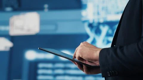 Engineer studying AI brain for data structures and predictive analytics Stock Photos