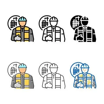 Engineer styles construction color icon vector Stockillustratie