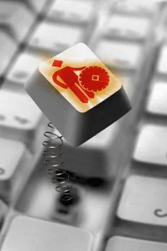 Engineer symbol computer key springing up Stock Illustration