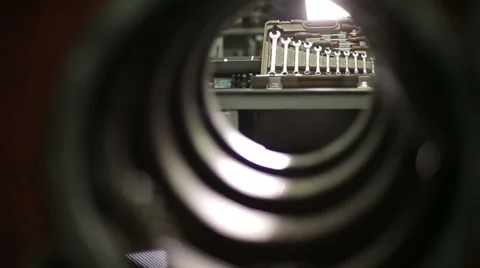 Engineer takes the appropriate wrench. Stock Footage 62110016