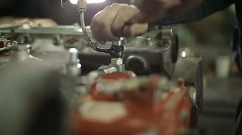 Engineer takes the appropriate wrench. Stock Footage 62110342