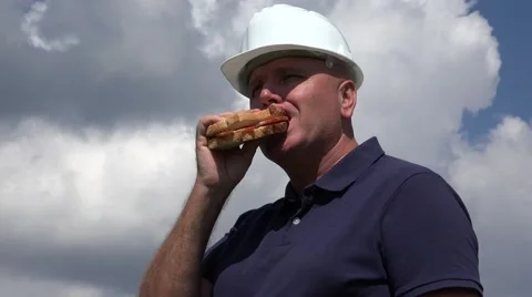 Engineer Taking Lunch in Working Program Rests After a Exhausted Working Day. Stock Footage 67419173