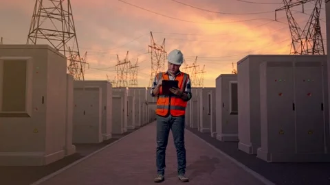 Engineer Taking Note On The Tablet with High Voltage Power 스톡 동영상 331195955