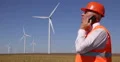 Engineer Talk Mobile Phone Technical Teamwork Wind Turbines Energy Generators 4k or 4k+ Resolution