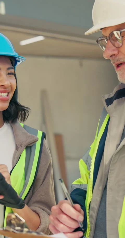 Engineer, talking and team with tablet, construction or planning for technical Stock Footage 345305391
