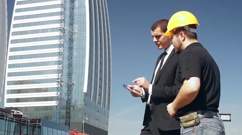 Engineer Talking With a Company Employee Work Communication Concept Video stock 43190707