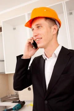 Engineer talking on the phone Stock Photos