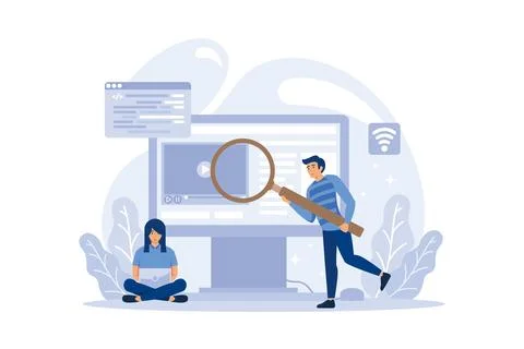 Engineer team at project development, template for developer. Coding develo.. Stock Illustration