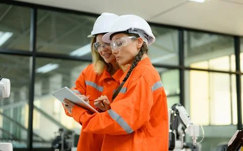 Engineer technician checking and operating in training program 스톡 사진