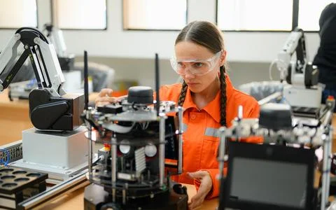 Engineer technician checking and operating in training program 库存照片