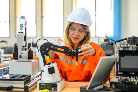 Engineer technician checking and operating in training program Stock Photos