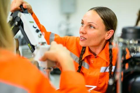 Engineer technician checking and operating in training program Stock Photos