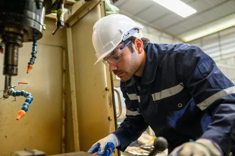 Engineer technician controlling robotic arms on computer laptop Stock Photos