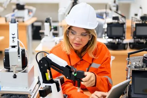 Engineer technician operating in training program Foto stock