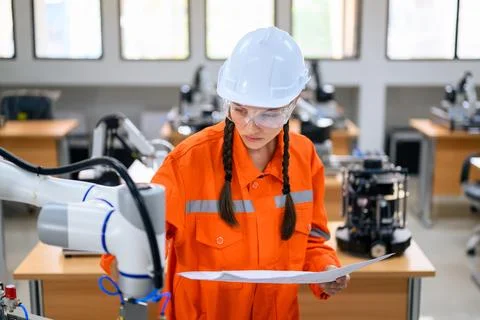 Engineer technician operating in training program Foto stock