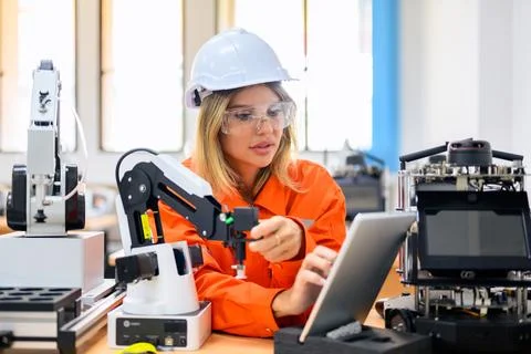 Engineer technician operating in training program 库存照片