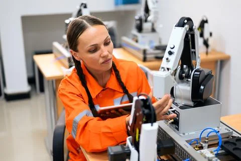 Engineer technician operating in training program 库存照片