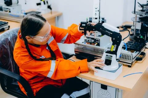 Engineer technician operating in training program 库存照片