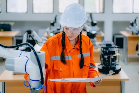 Engineer technician operating in training program Foto stock