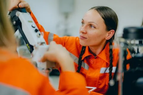 Engineer technician operating in training program 库存照片