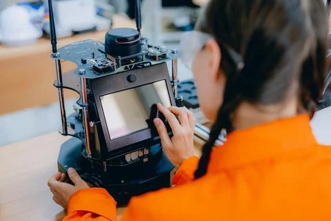 Engineer technician operating in training program Foto stock