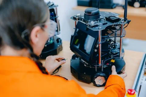 Engineer technician operating in training program 库存照片