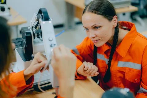 Engineer technician operating in training program Foto stock