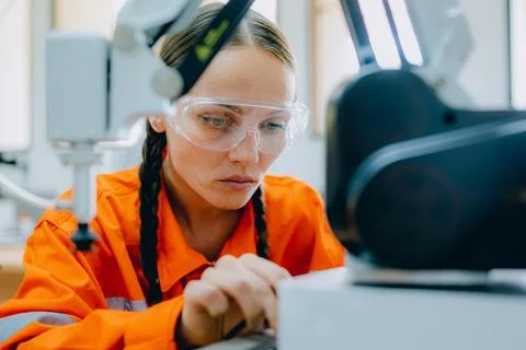 Engineer technician operating in training program 库存照片