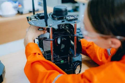 Engineer technician operating in training program Foto stock