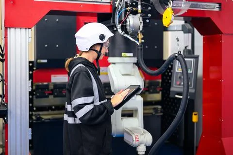 Engineer technician using remote controller controlling machinery Stock Photos