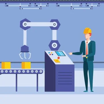 Engineer in technified factory Illustrazione stock