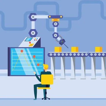 Engineer in technified factory Illustrazione stock